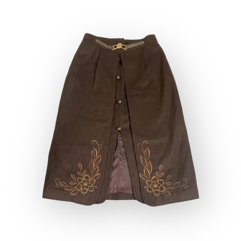 Vintage: Celine Sport ༄ Embroidered Wool Pencil Split Skirt༄ Gold Logo Hardware༄ - Picture 2 of 16